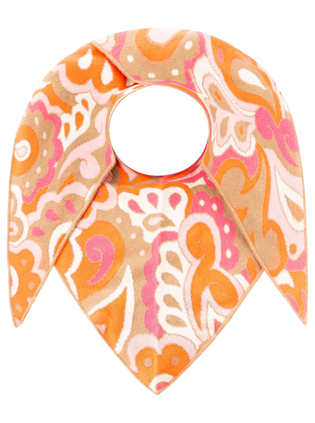 Zwillingsherz Damen Dreieckstuch – Comic Paisley Muster in Orange Pink, farbenfrohes Halstuch mit Allover-Print
