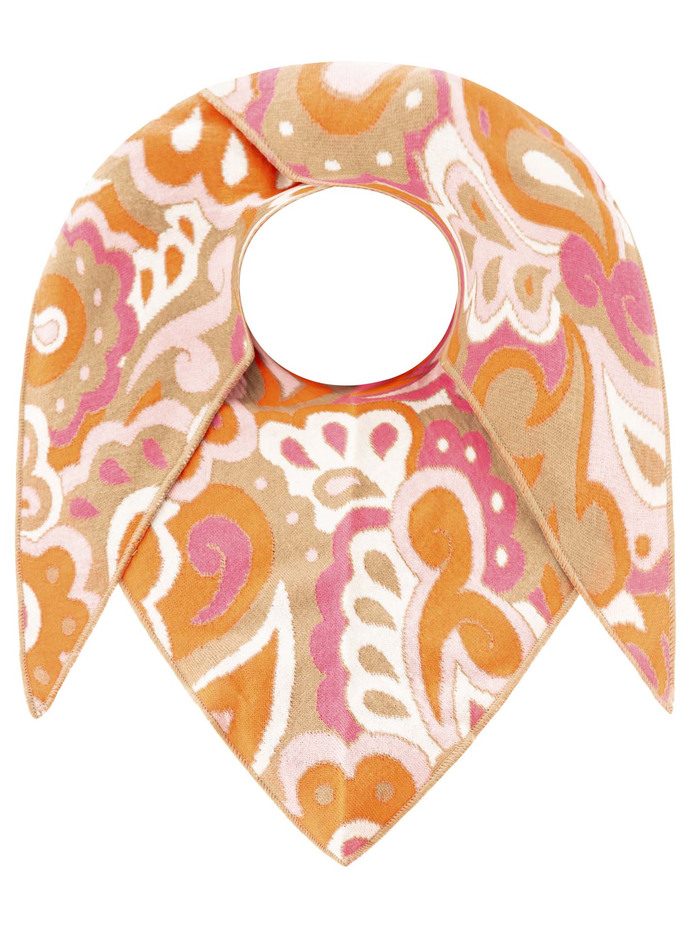 Zwillingsherz Damen Dreieckstuch – Comic Paisley Muster in Orange Pink, farbenfrohes Halstuch mit Allover-Print