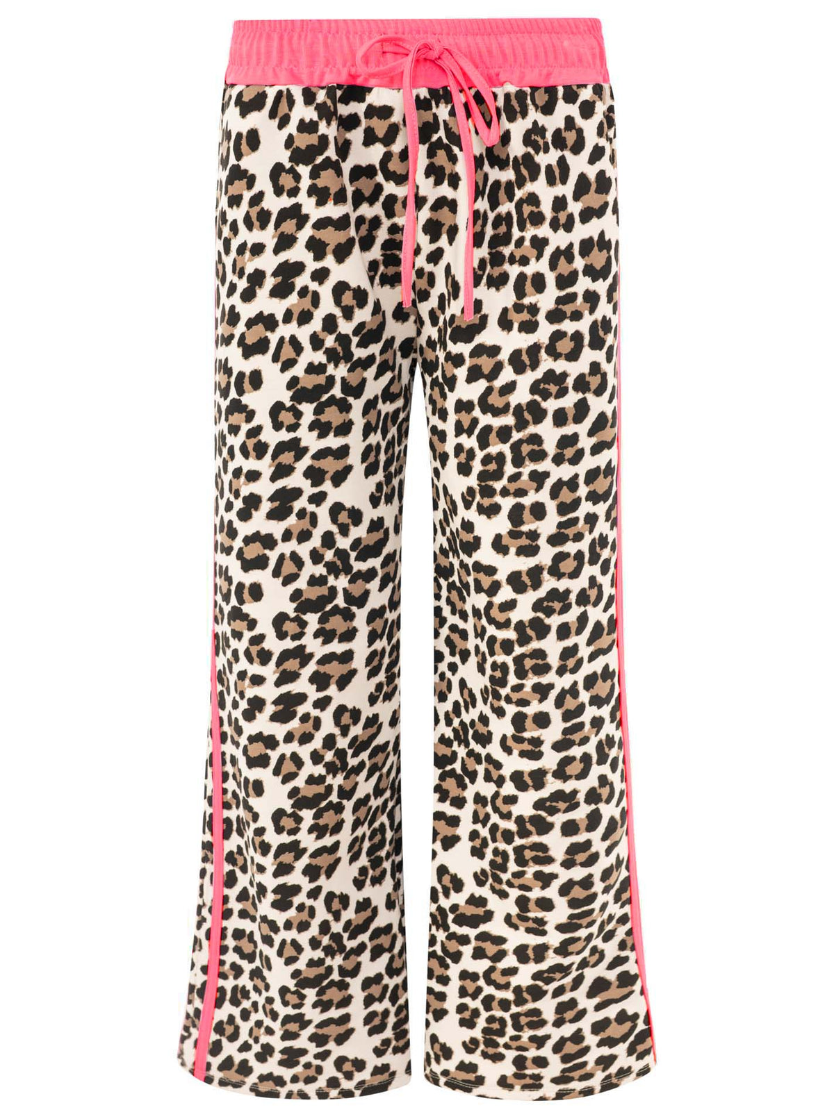 Zwillingsherz - Lounge Hose "Leo mit Kontrastbund" - Neonpink
