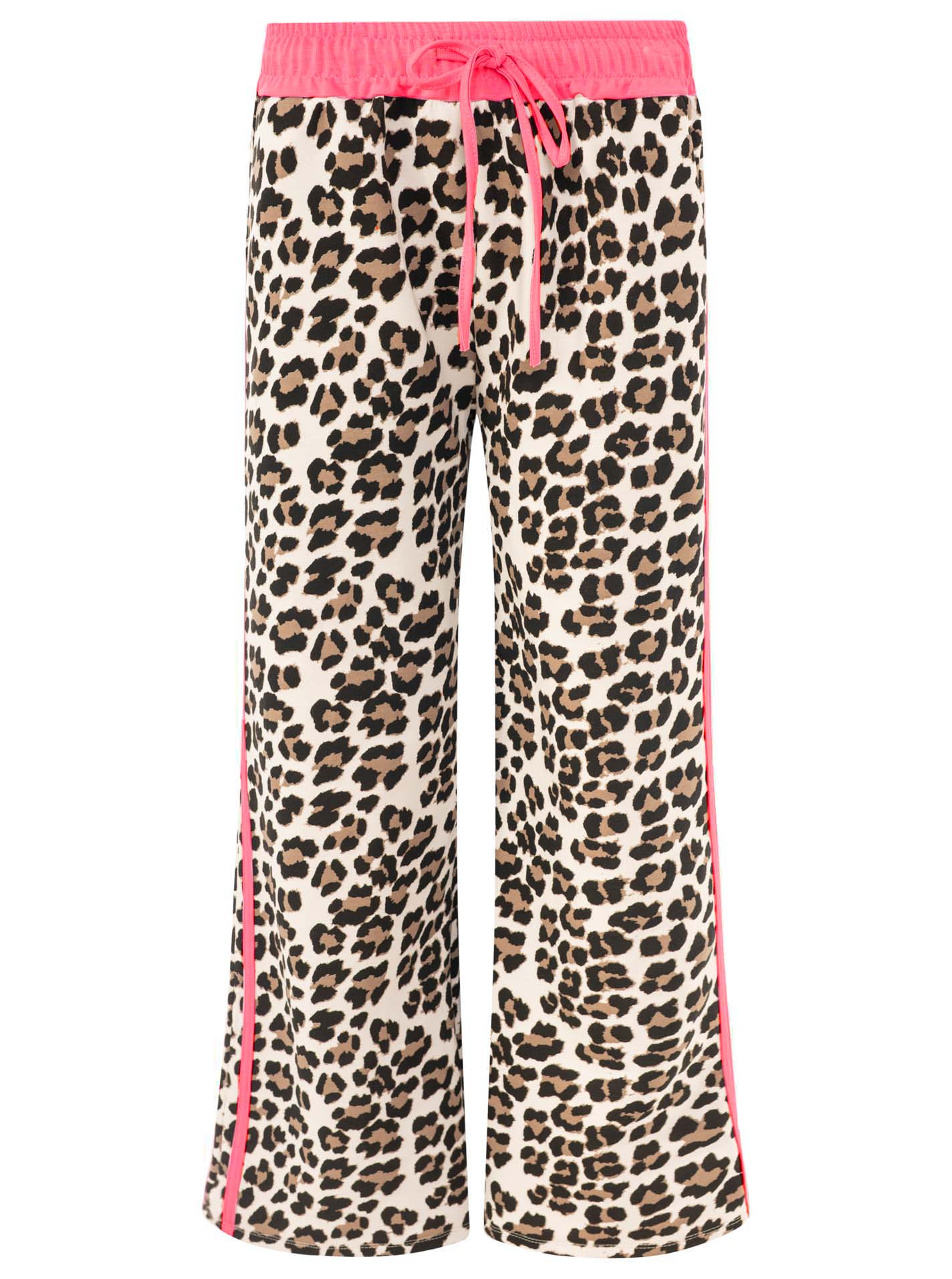 Zwillingsherz - Lounge Hose "Leo mit Kontrastbund" - Neonpink