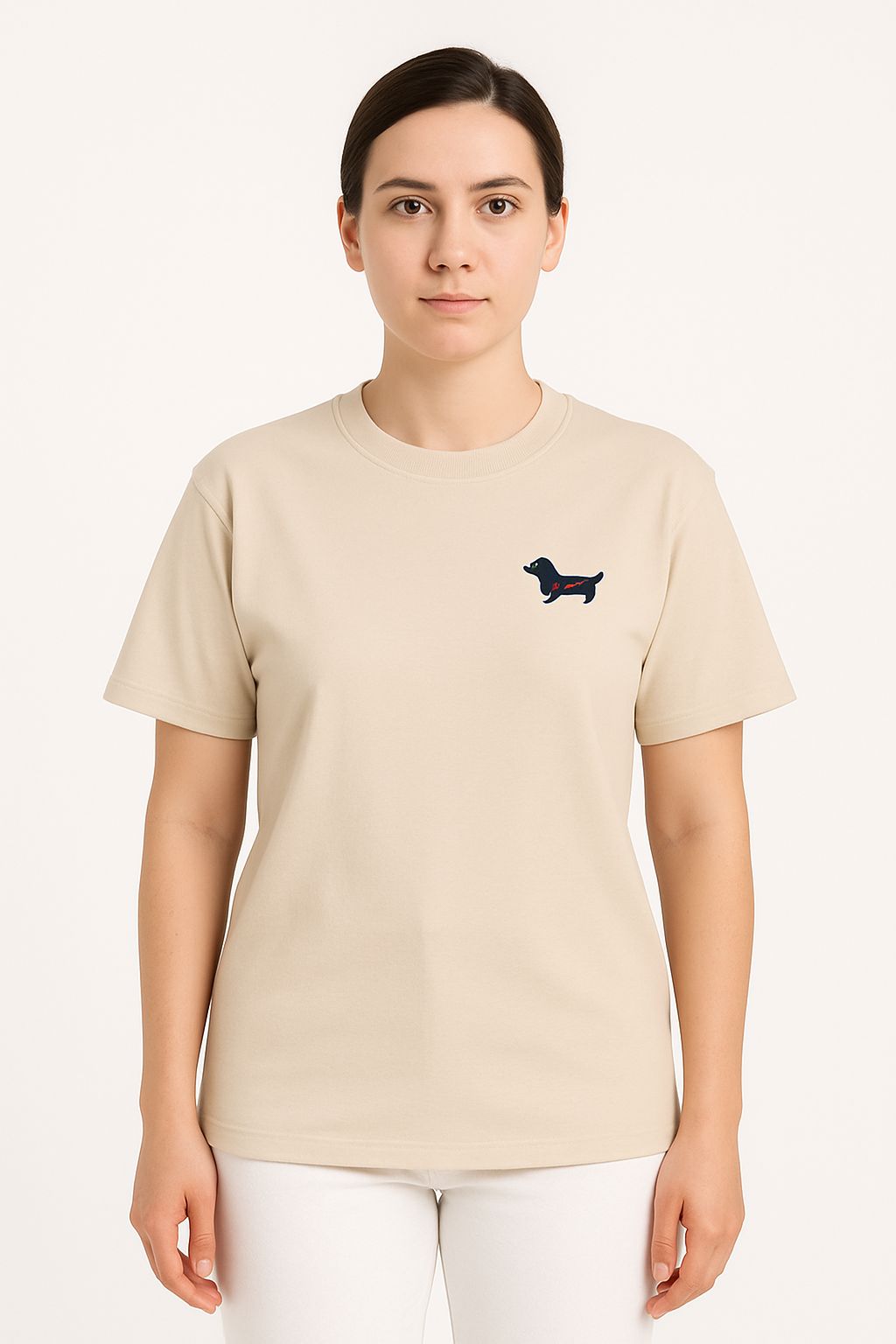 Zwillingsherz - T-Shirt Kleiner Dackel - Beige