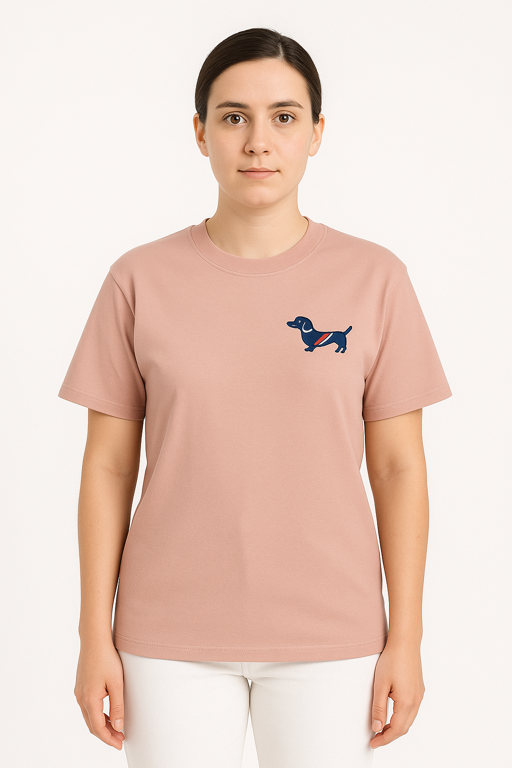 Zwillingsherz t-shirt mit dackel hunde motiv in rosa