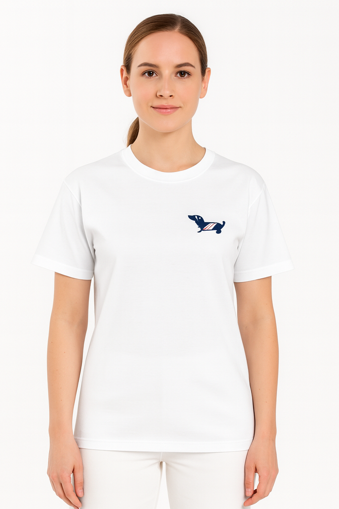 Zwillingsherz T-shirt mit Dackel Hunde Motiv in Weiß