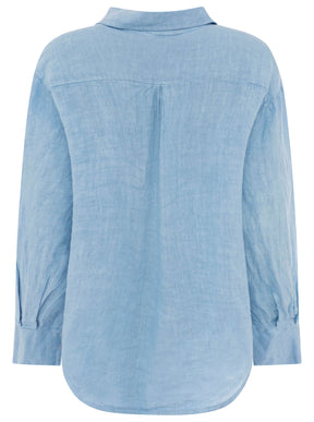 Zwillingsherz- 100% Leinen Bluse "Neon" - Blau