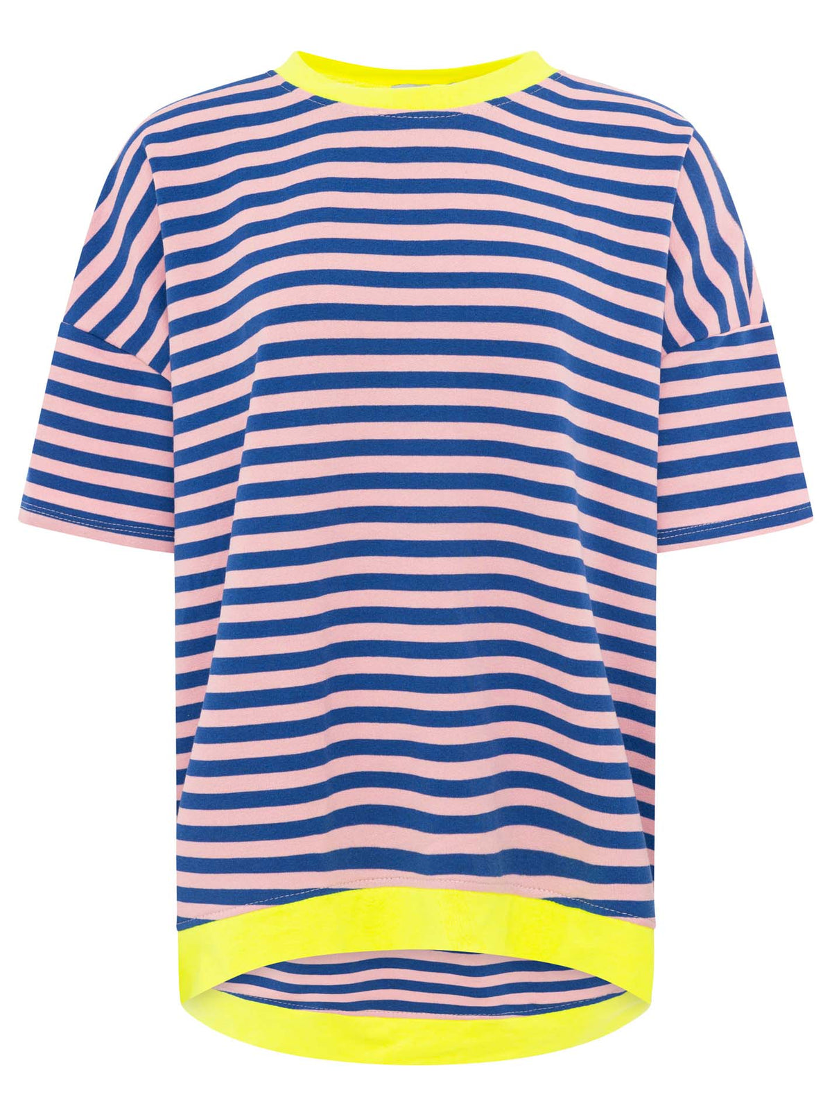 Zwillingsherz - Oversize Shirt "Neon Streifen" - Blau