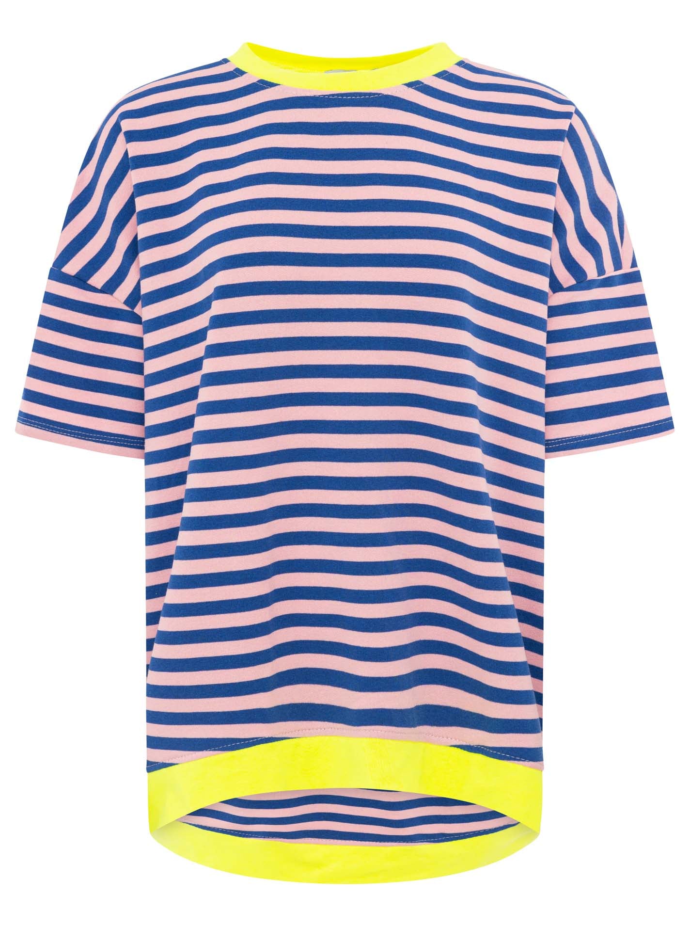 Zwillingsherz - Oversize Shirt "Neon Streifen" - Blau