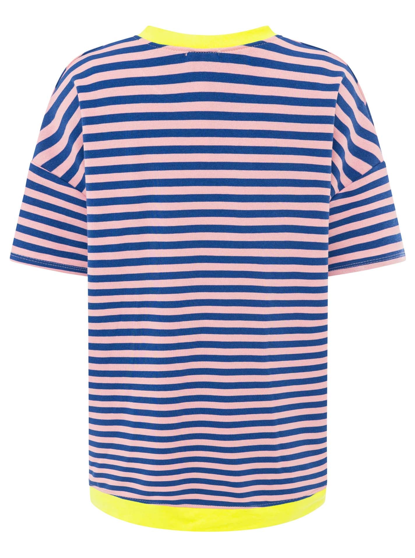 Zwillingsherz - Oversize Shirt "Neon Streifen" - Blau