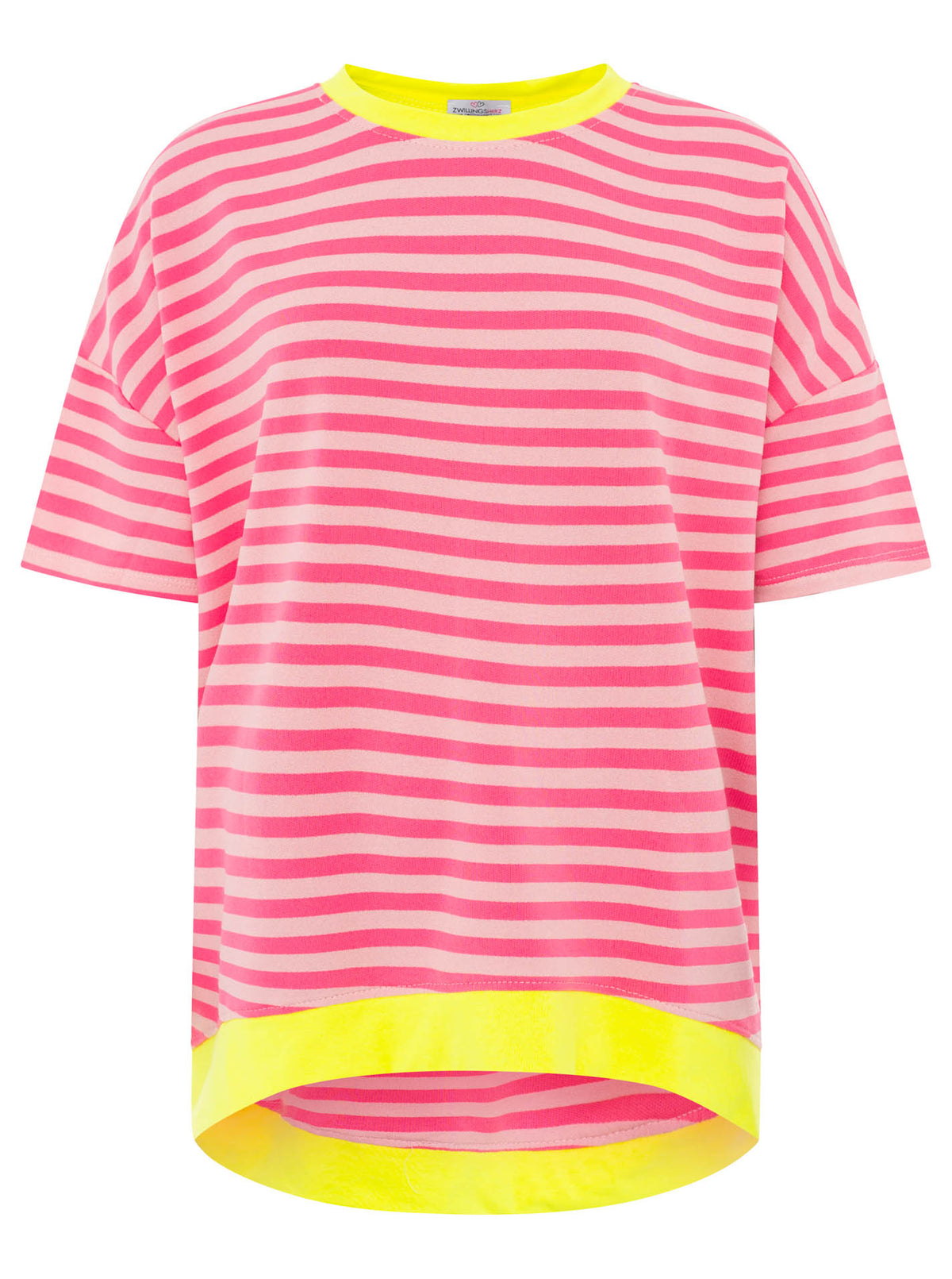 Zwillingsherz - Oversize Shirt "Neon Streifen" - Gelb