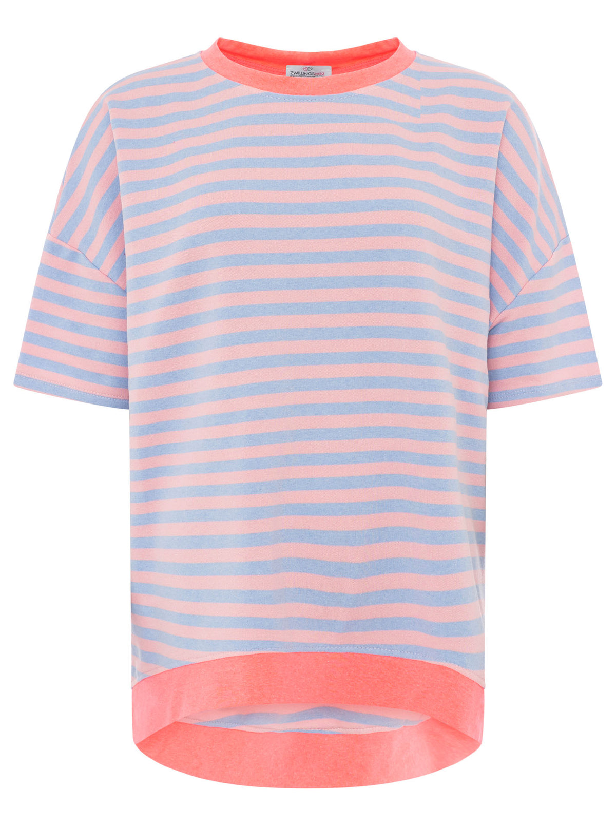 Zwillingsherz - Oversize Shirt "Neon Streifen" - Hellblau