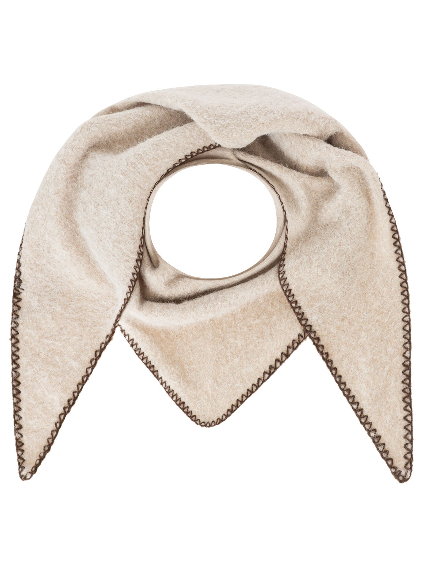 Zwillingsherz Dreieckstuch Wollmix Stitch Hellbeige Detail