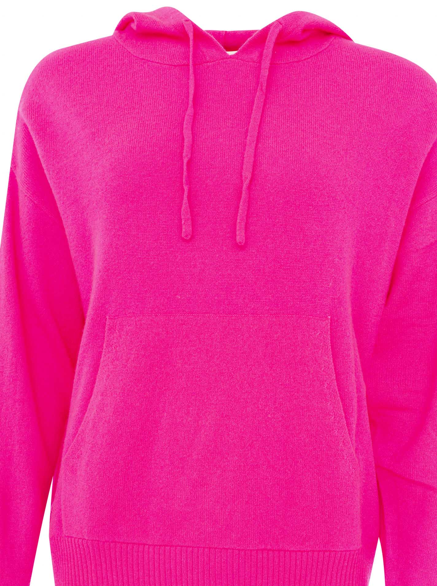 Zwillingsherz Kaschmir Hoodie Neonstreifen (100% Cashmere) - Neonpink