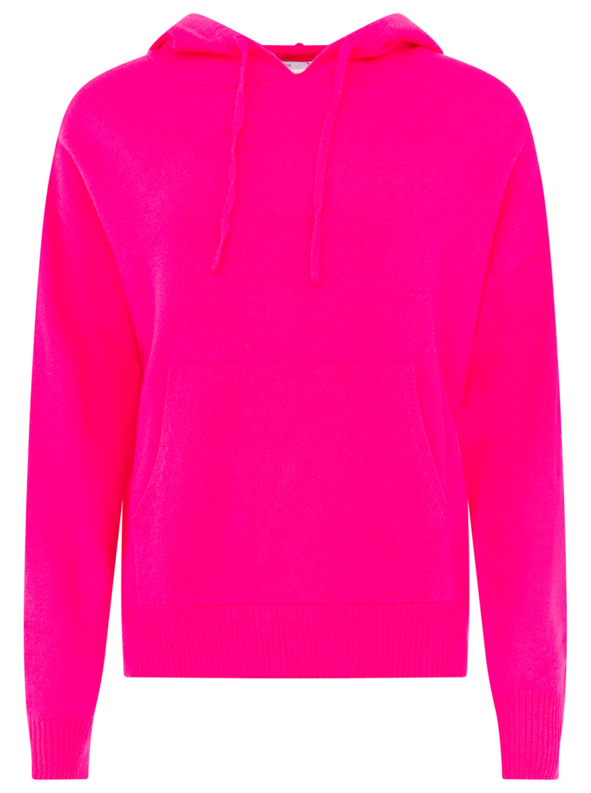 Zwillingsherz Kaschmir Hoodie Neonstreifen (100% Cashmere) - Neonpink