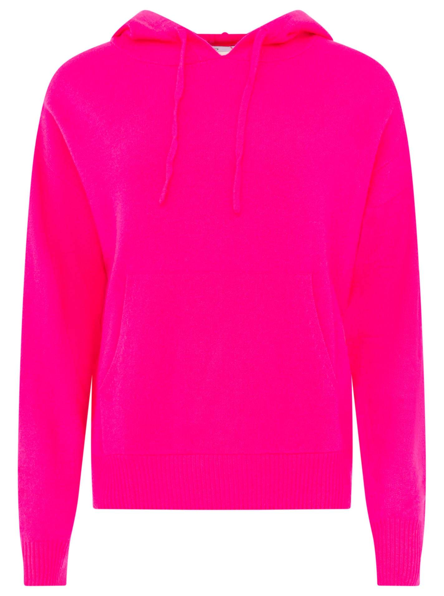 Zwillingsherz Kaschmir Hoodie Neonstreifen (100% Cashmere) - Neonpink