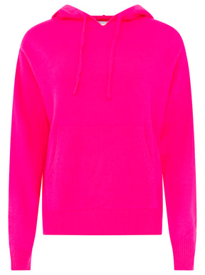 Zwillingsherz Kaschmir Hoodie Neonstreifen (100% Cashmere) - Neonpink