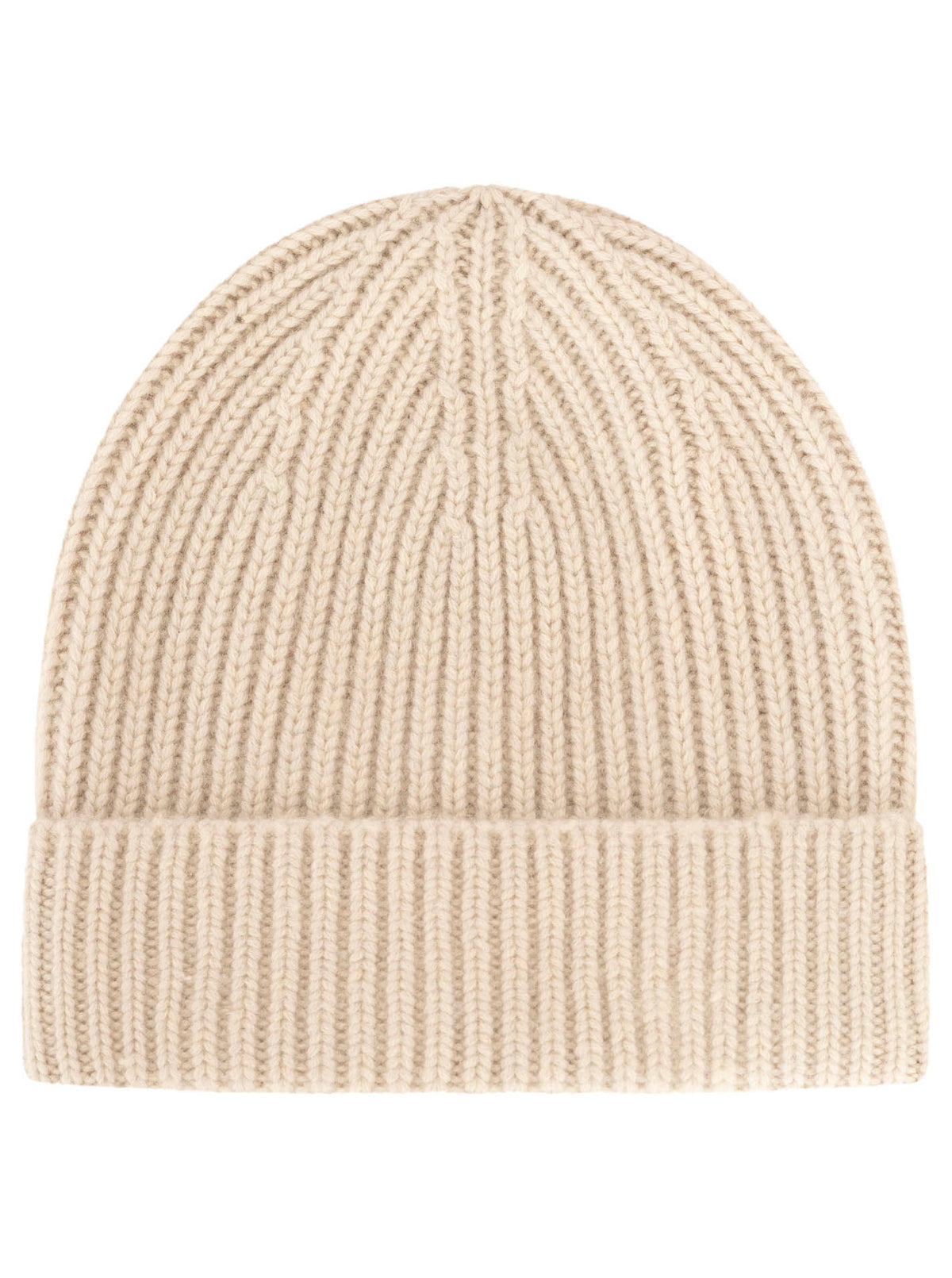 100% Kaschmir Grobstrickmütze Chunky Hellbeige