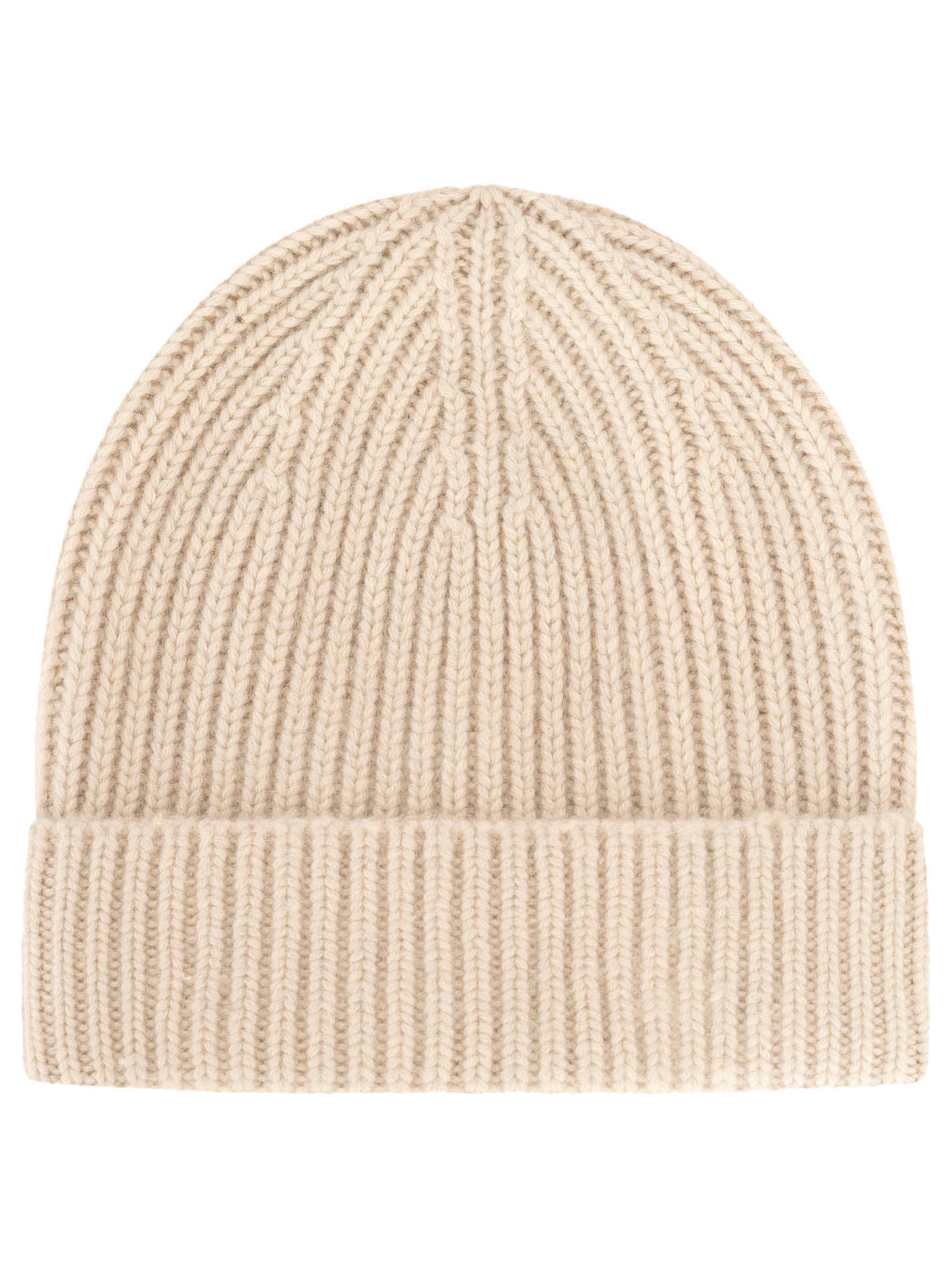 100% Kaschmir Grobstrickmütze Chunky Hellbeige