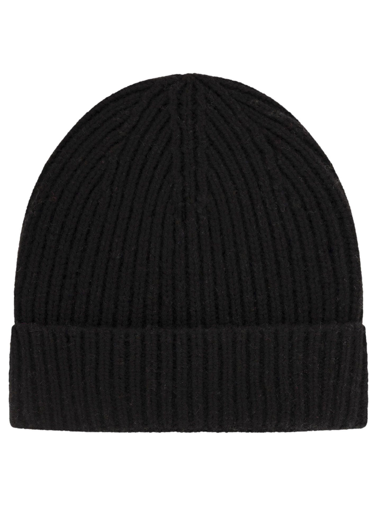 100% Kaschmir Grobstrickmütze Chunky Schwarz