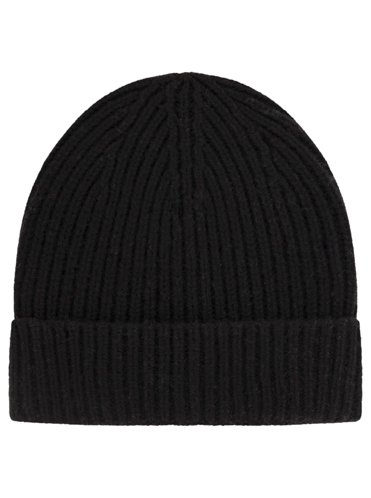 100% Kaschmir Grobstrickmütze Chunky Schwarz