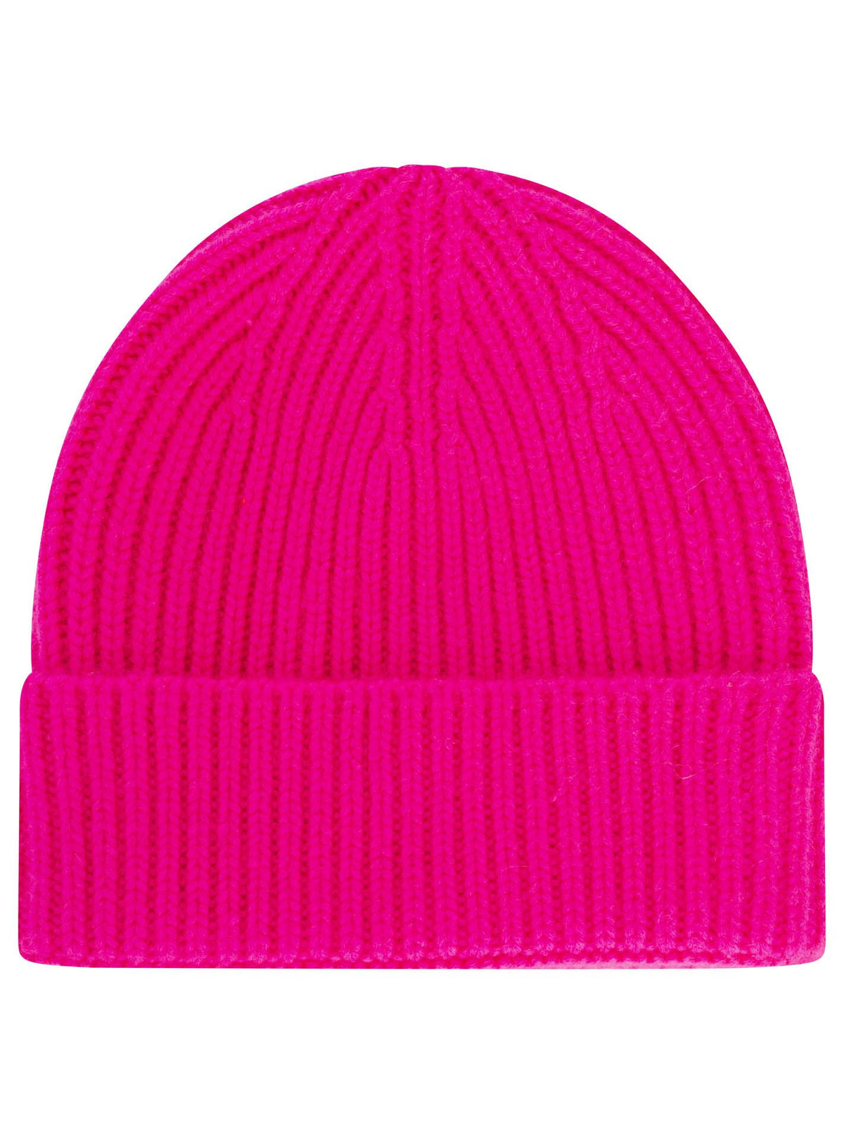 100% Kaschmir Grobstrickmütze Chunky Neonpink