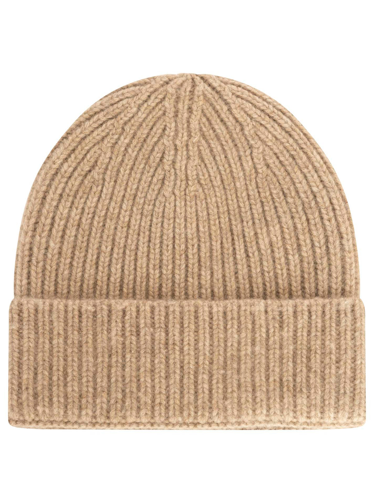 100% Kaschmir Grobstrickmütze Chunky Mittelbeige
