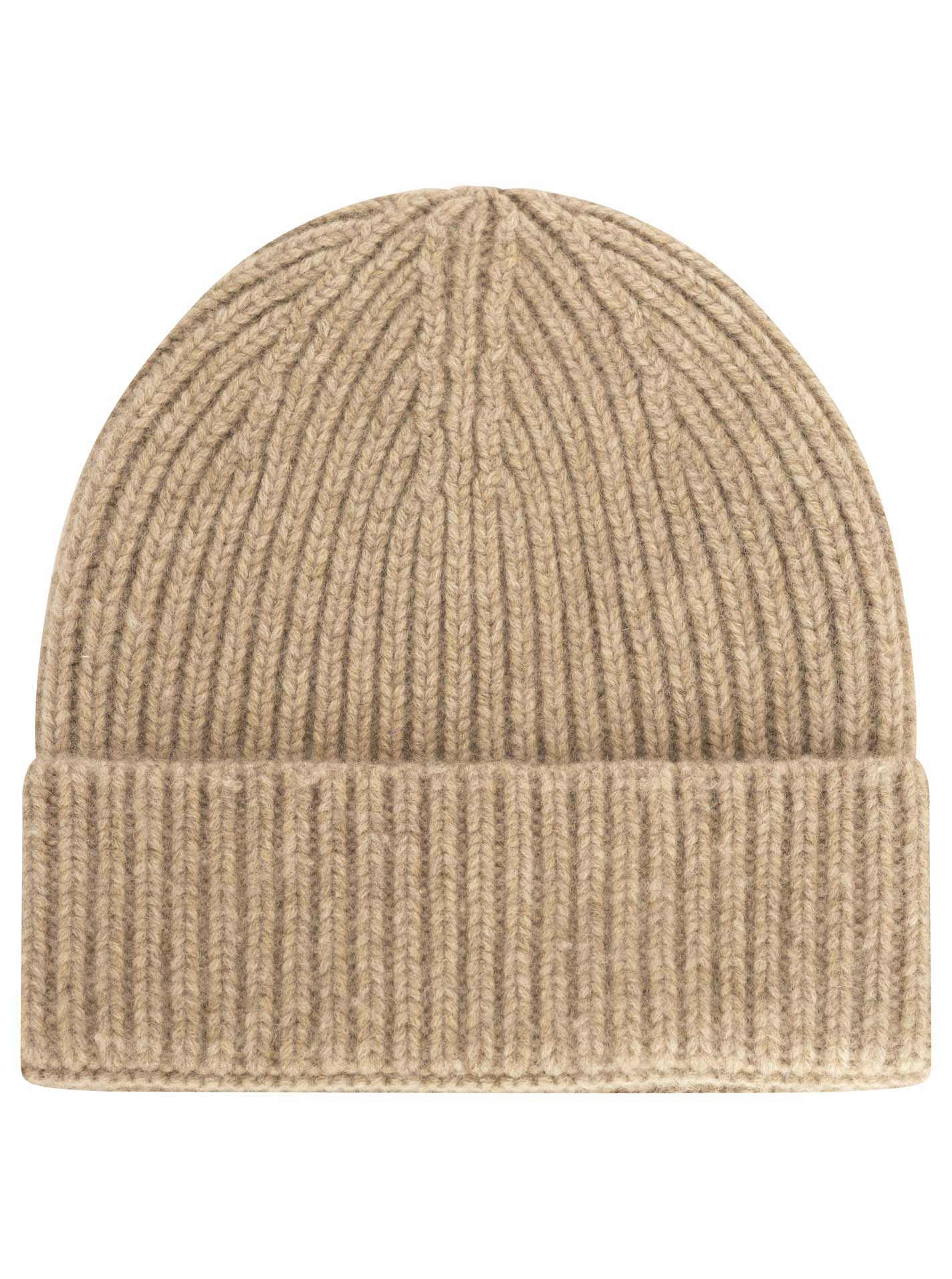 100% Kaschmir Grobstrickmütze Chunky Mittelbeige