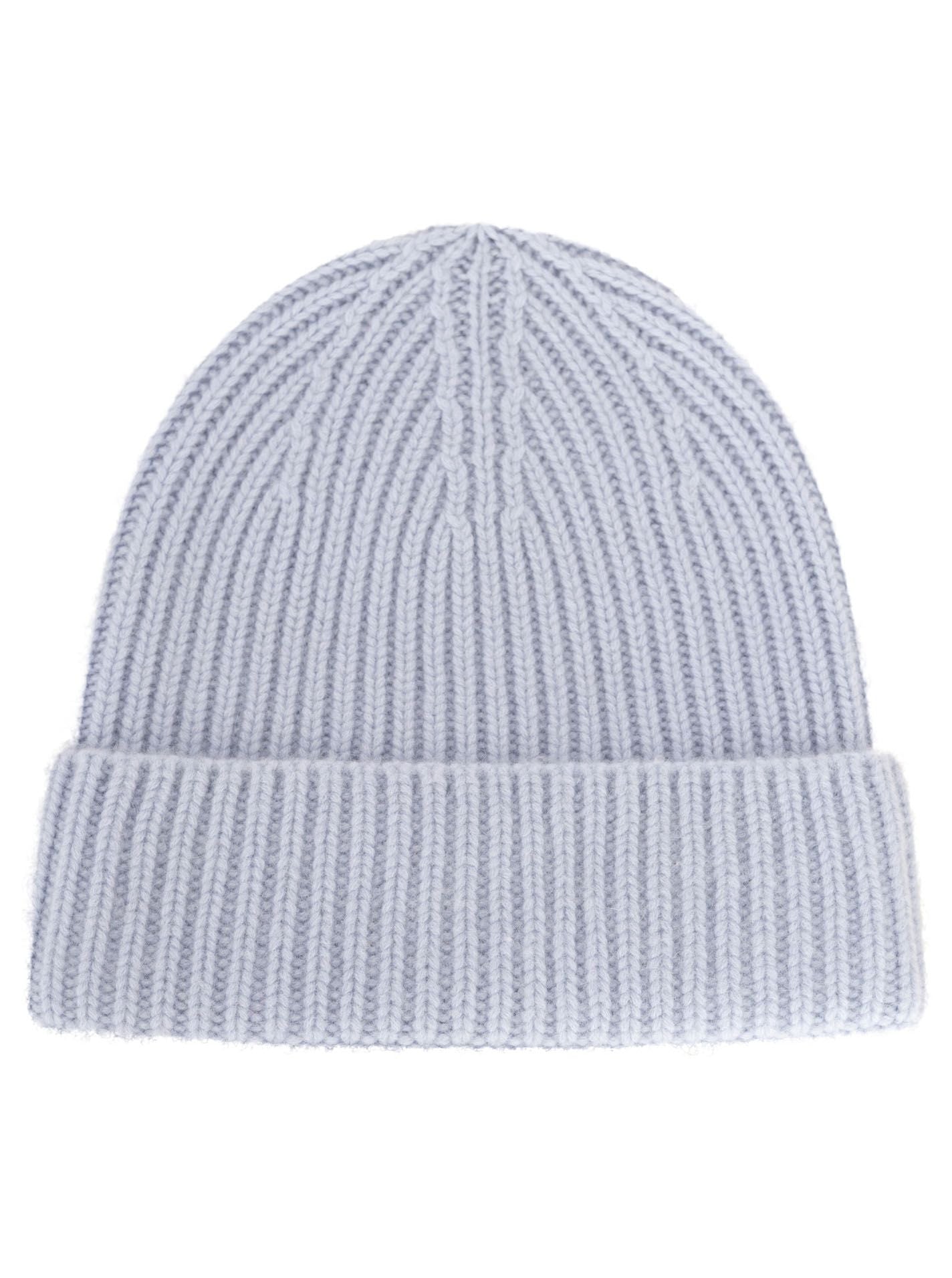 100% Kaschmir Grobstrickmütze Chunky Hellblau