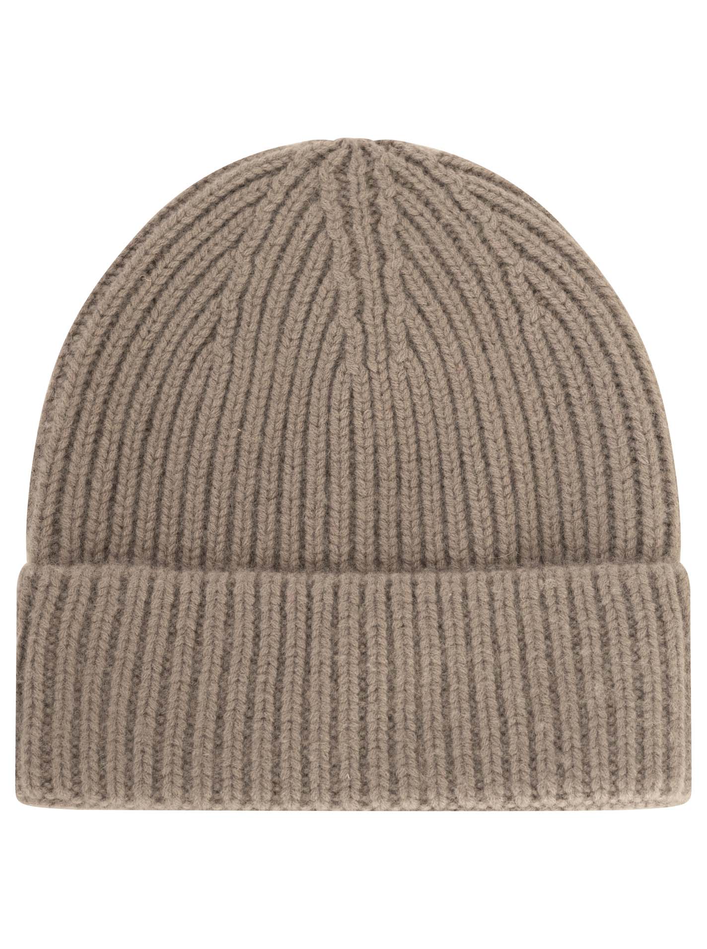 100% Kaschmir Grobstrickmütze Chunky Taupe
