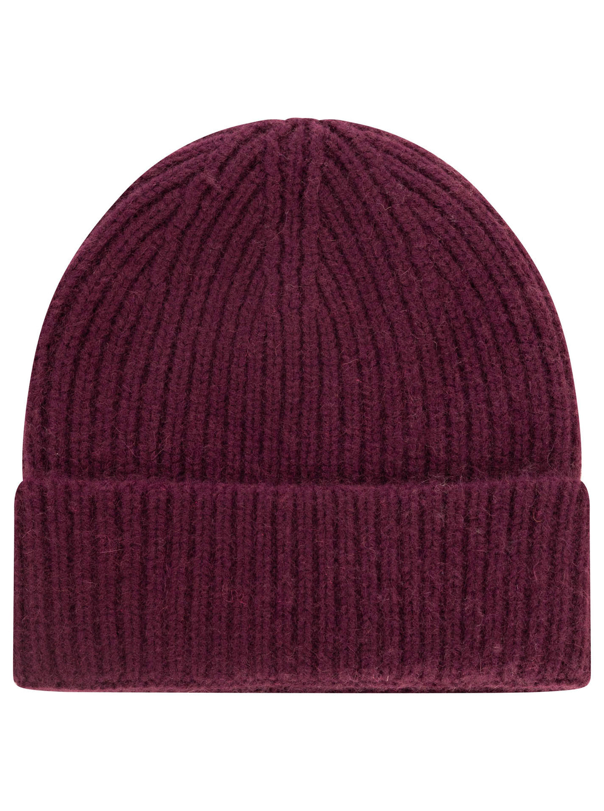 100% Kaschmir Grobstrickmütze Chunky Bordeaux