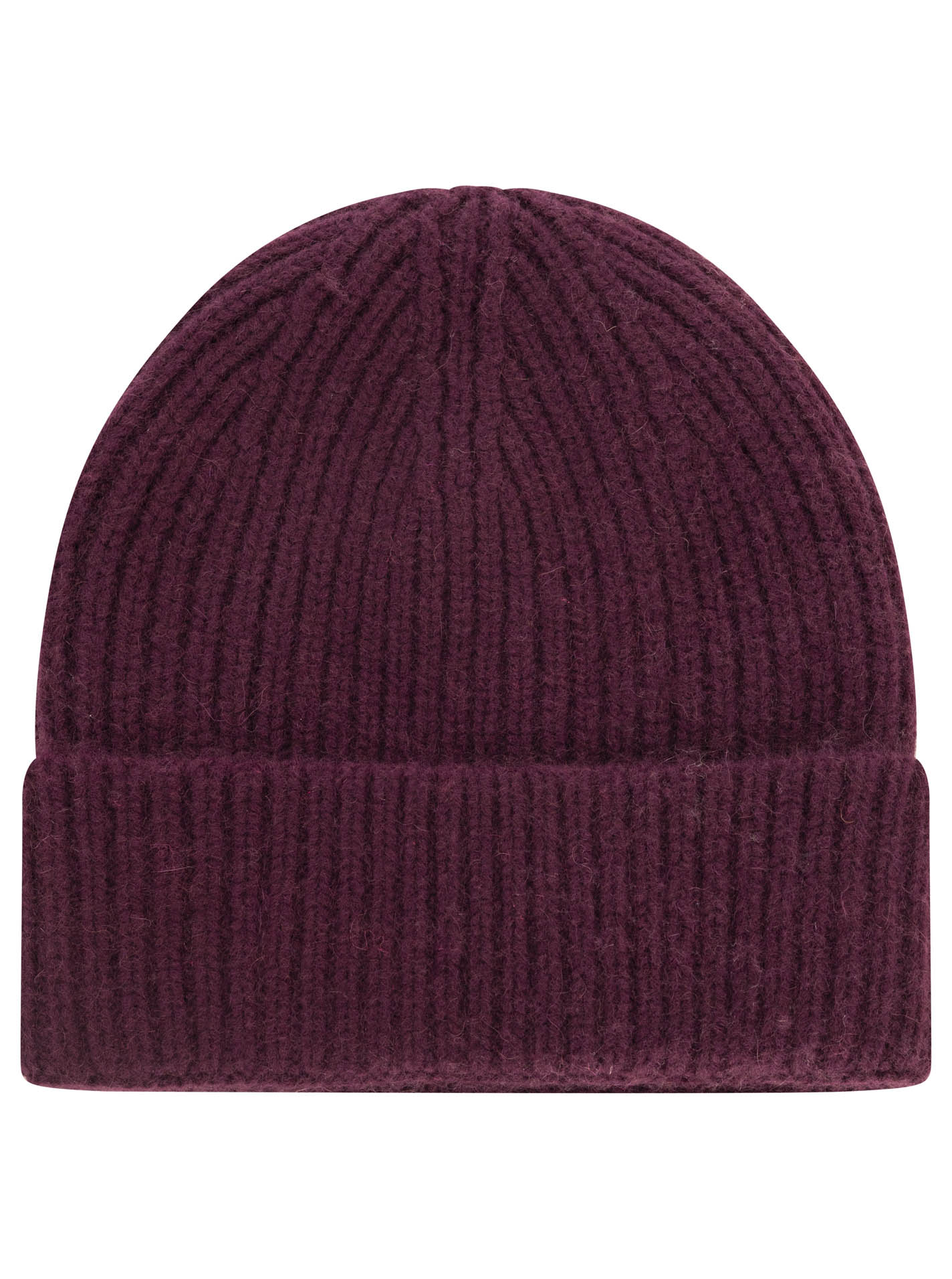 100% Kaschmir Grobstrickmütze Chunky Bordeaux