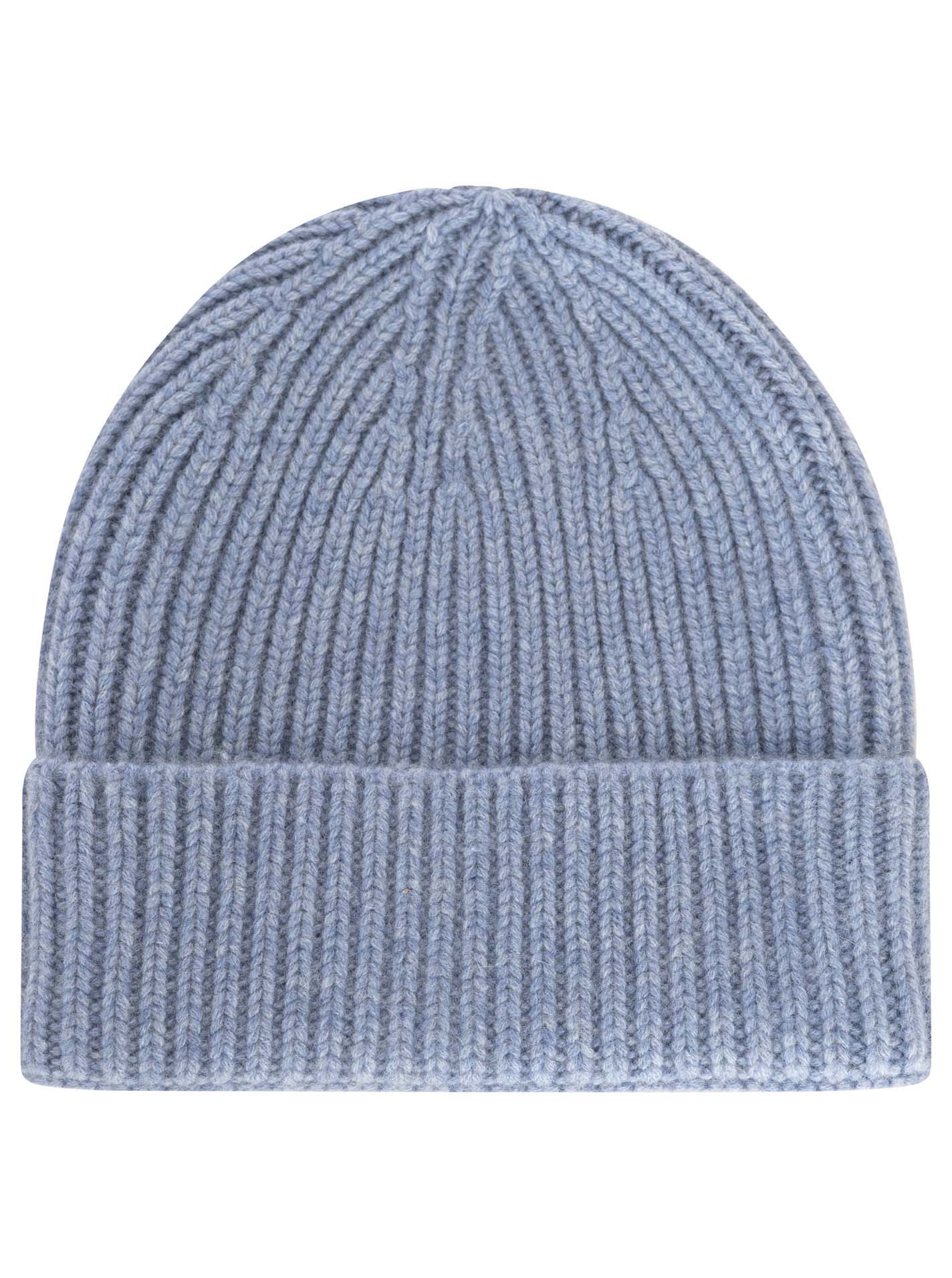 100% Kaschmir Grobstrickmütze Chunky Jeansblau