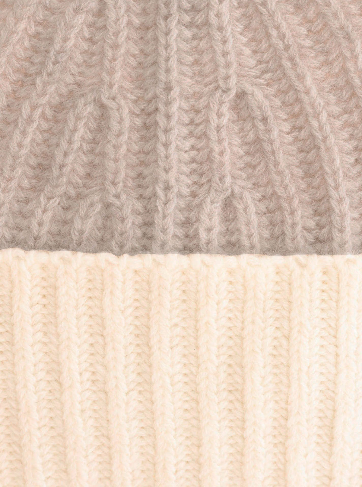 Zwillingsherz - Kaschmir Mütze "Grobstrick" (100% Cashmere) - Zweifarbig Mittelbeige
