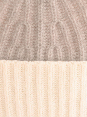 Zwillingsherz - Kaschmir Mütze "Grobstrick" (100% Cashmere) - Zweifarbig Mittelbeige