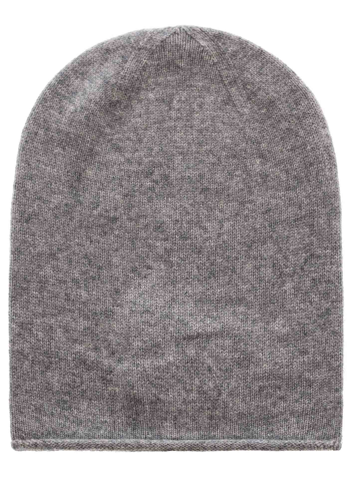 100% Kaschmir Beanie Mittelgrau
