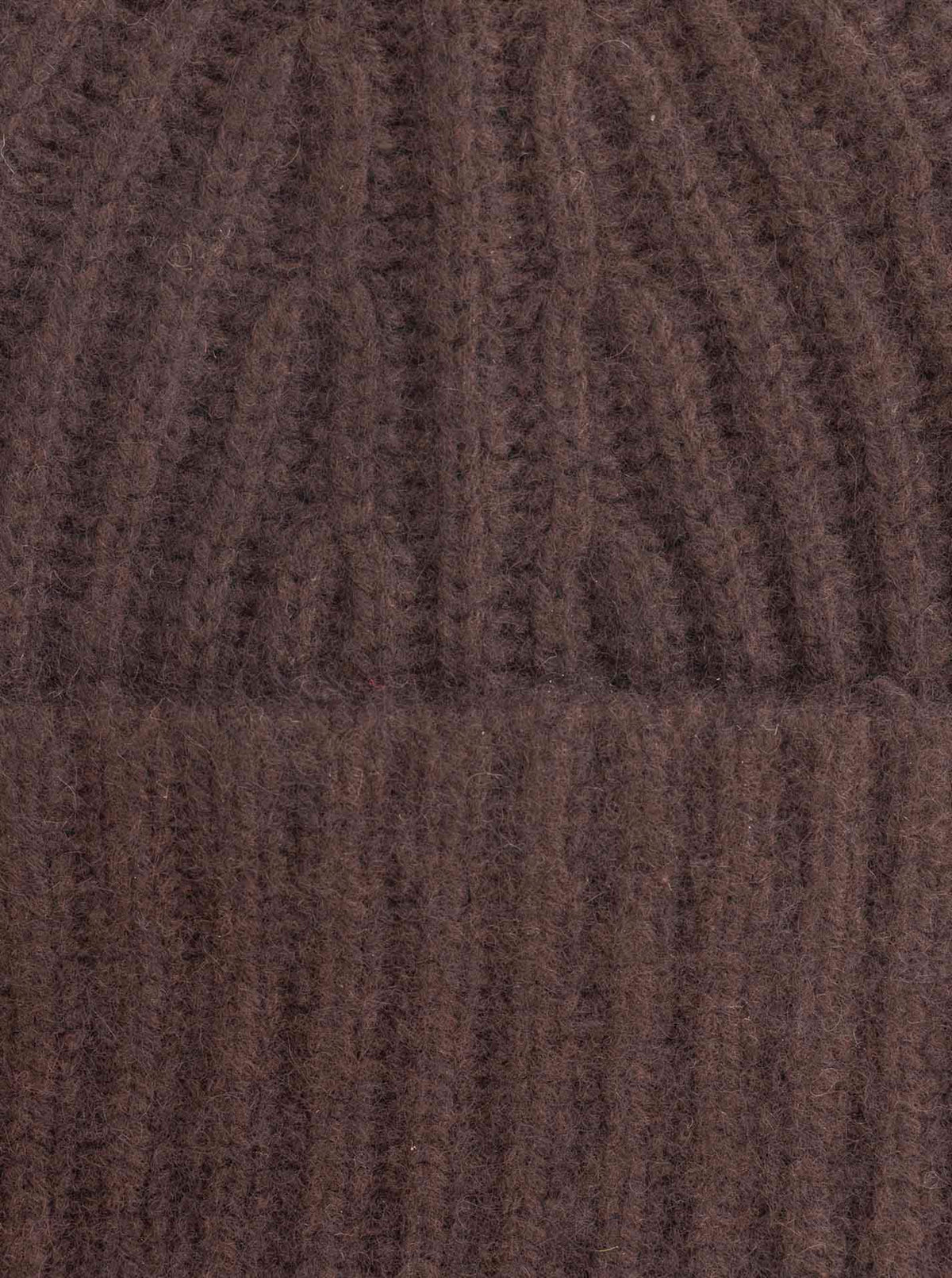 Zwillingsherz Kaschmir Mütze Grobstrick Braun Detail