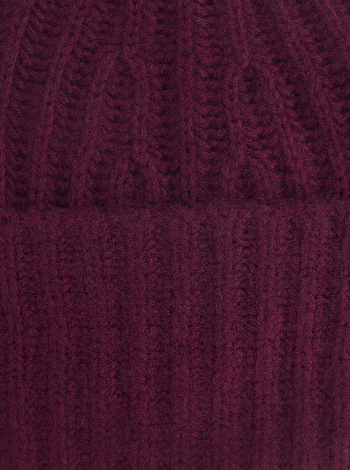 Zwillingsherz Kaschmir Mütze Grobstrick Bordeaux Detail