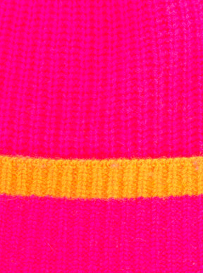 Zwillingsherz - 100% Cashmere Gerippte Mütze Kontrast - Neonpink