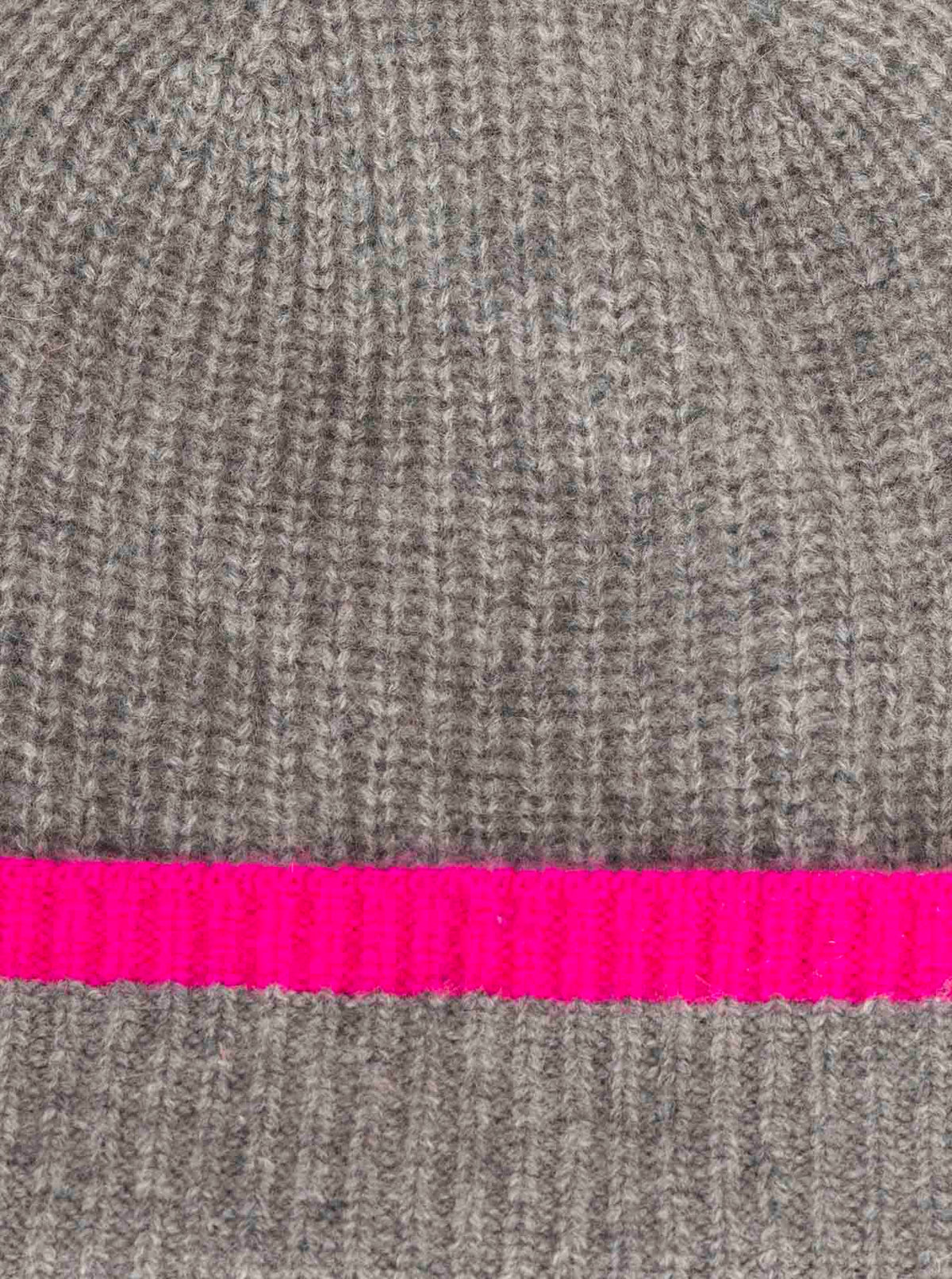 Zwillingsherz - 100% Cashmere Gerippte Mütze Kontrast - Grau