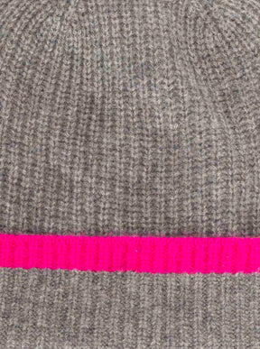 Zwillingsherz - 100% Cashmere Gerippte Mütze Kontrast - Grau