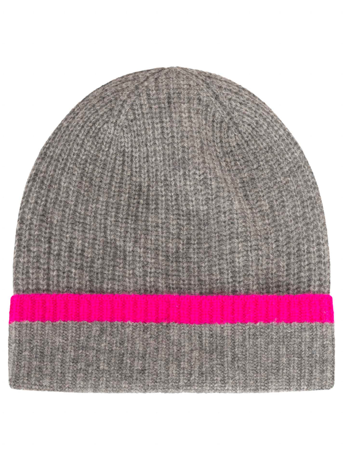 Zwillingsherz - 100% Cashmere Gerippte Mütze Kontrast - Grau