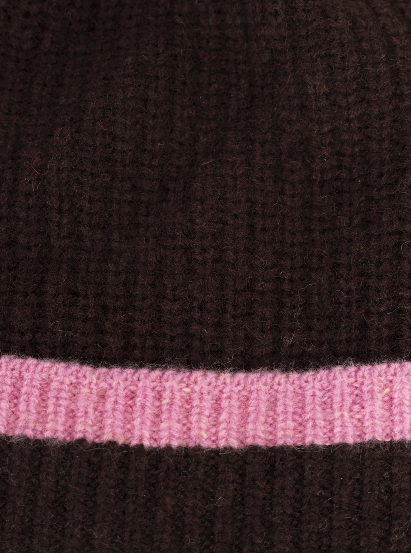 Zwillingsherz - 100% Cashmere Gerippte Mütze Kontrast - Braun