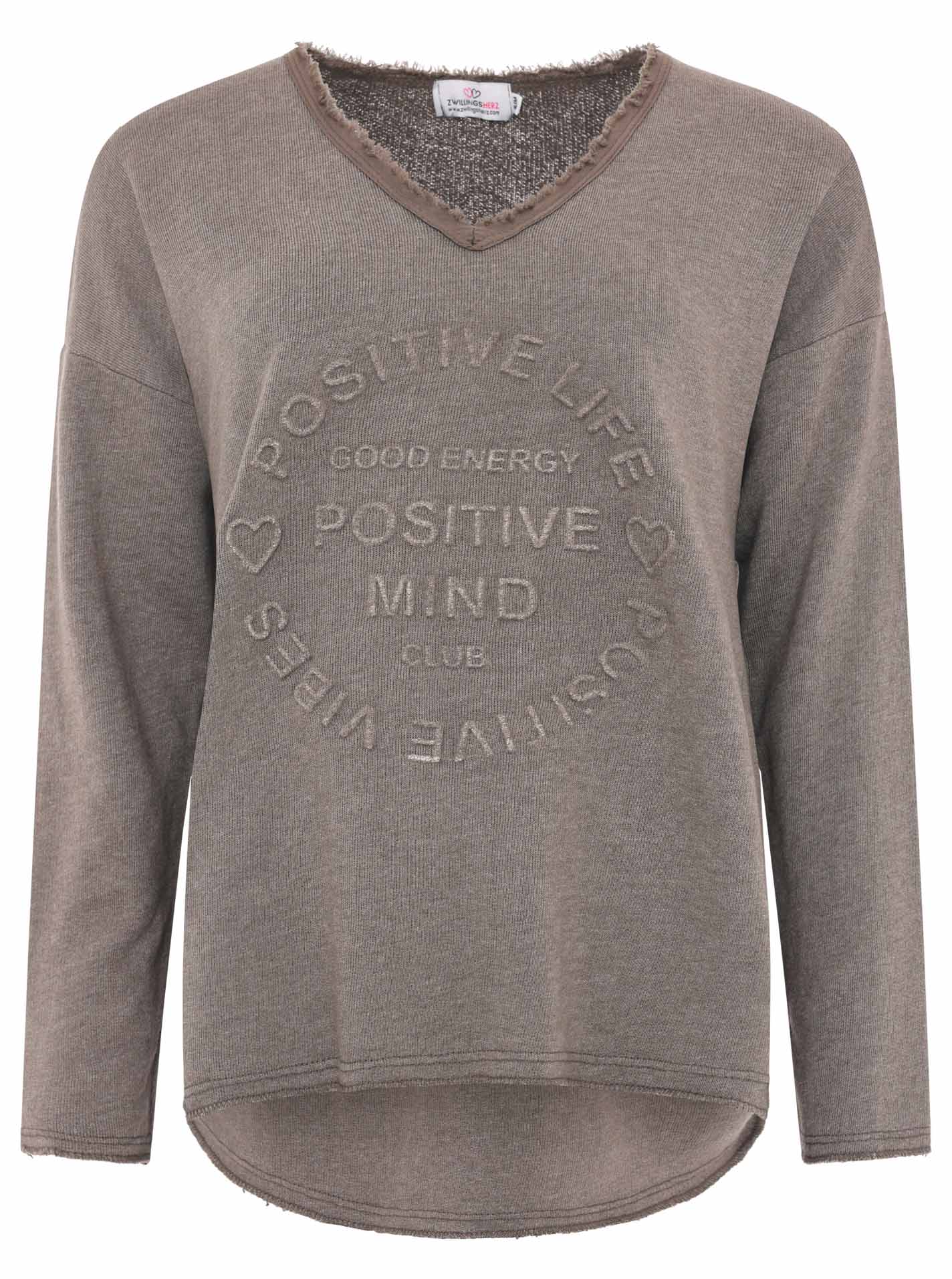 Zwillingsherz -  Sweatshirt "Positive Mind" - Dunkelbraun