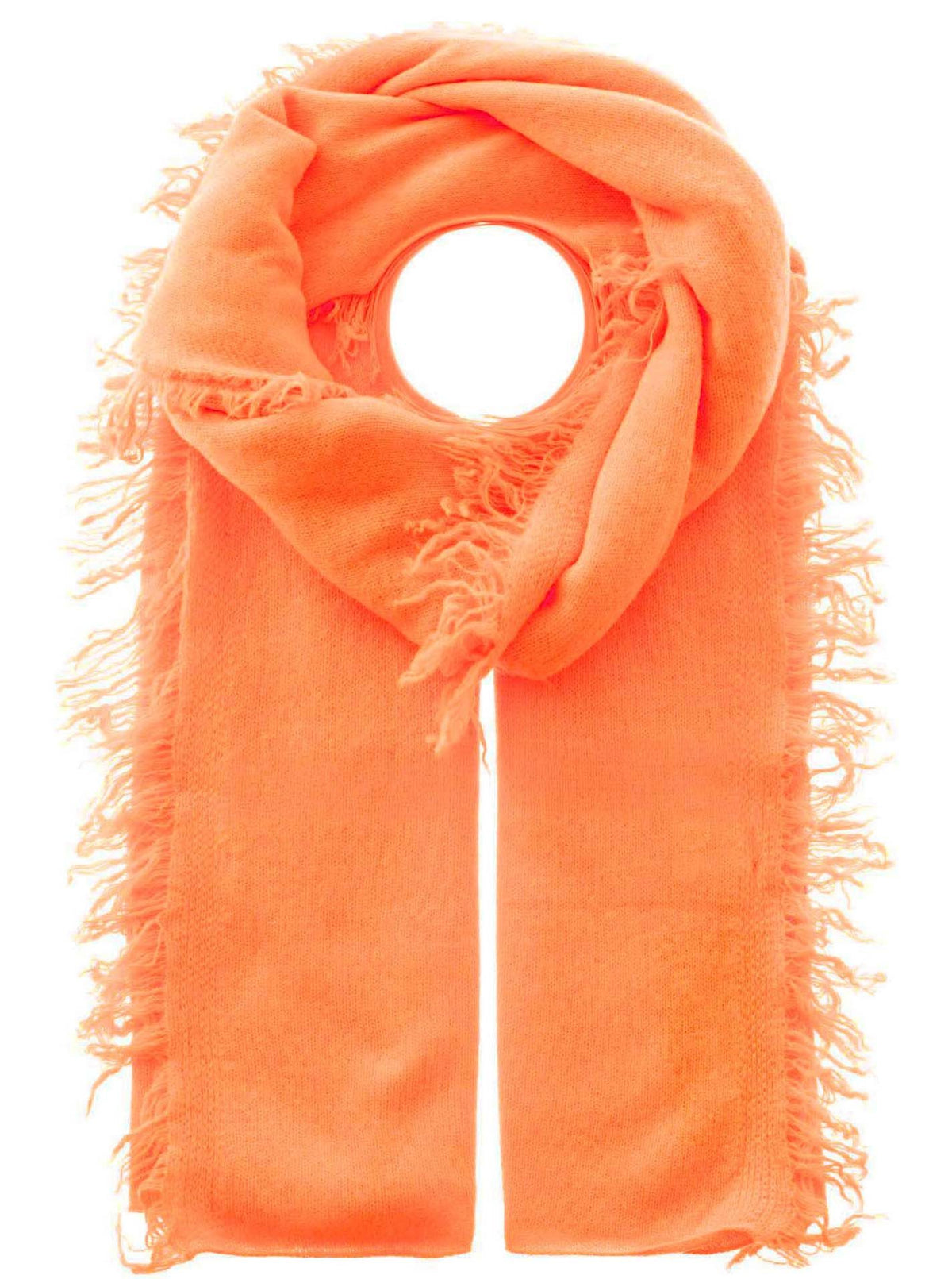 Zwillingsherz 100% Cashmere/Kaschmir Fransenschal - Neonorange