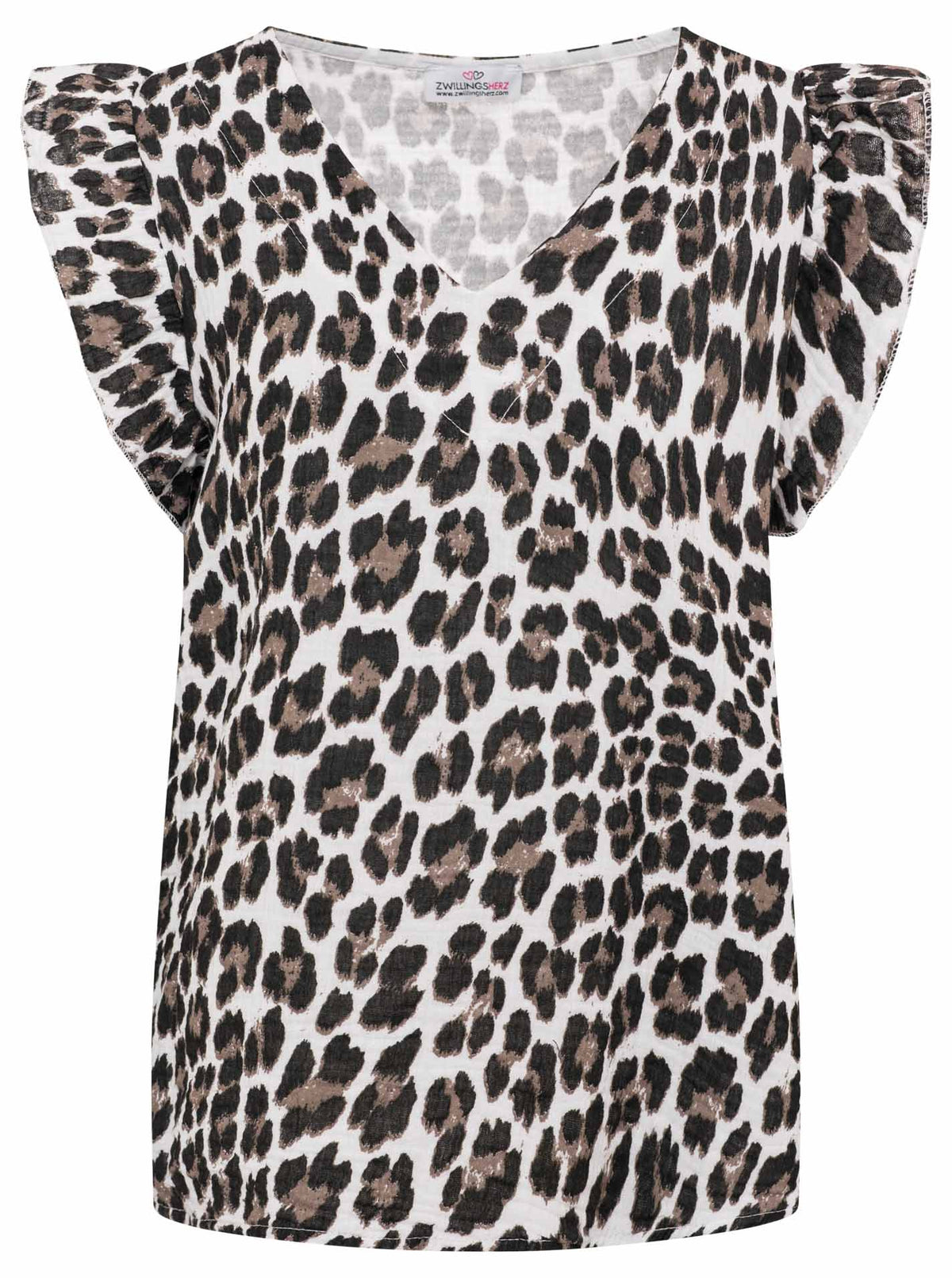Zwillingsherz - Musselin Bluse Rüschen - Leo Beige