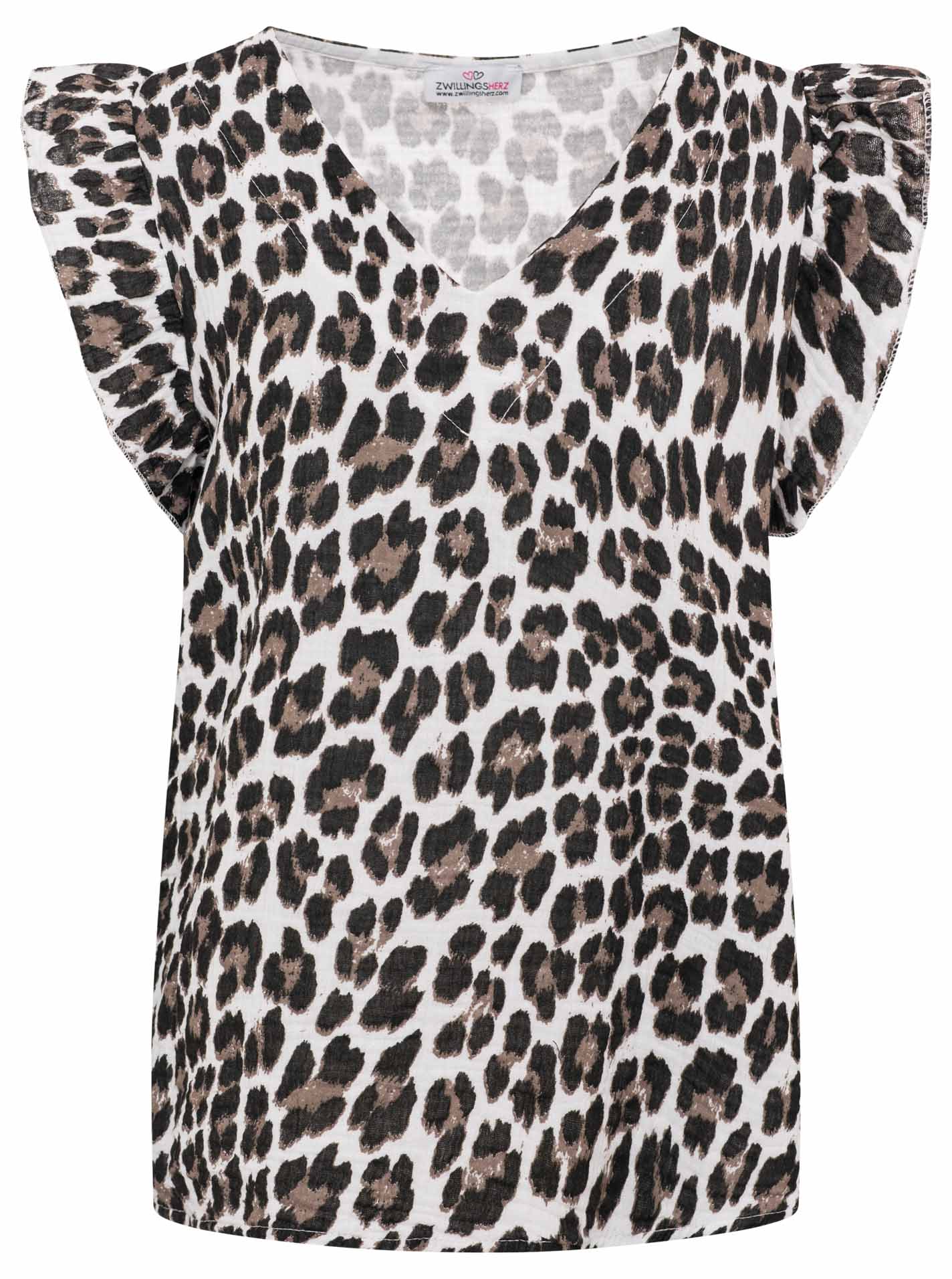 Zwillingsherz - Musselin Bluse Rüschen - Leo Beige