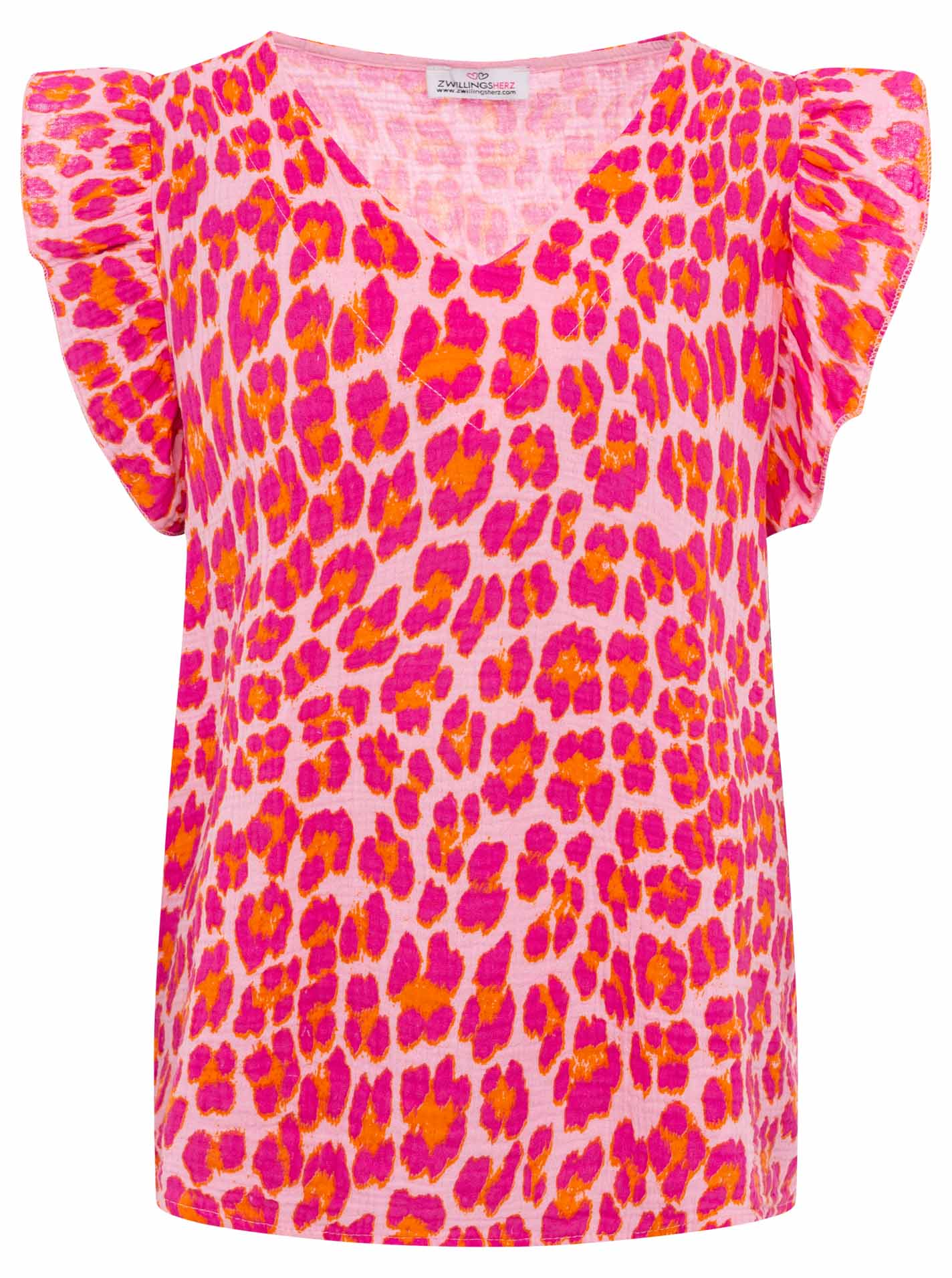 Zwillingsherz - Musselin Bluse Rüschen - Leo Pink