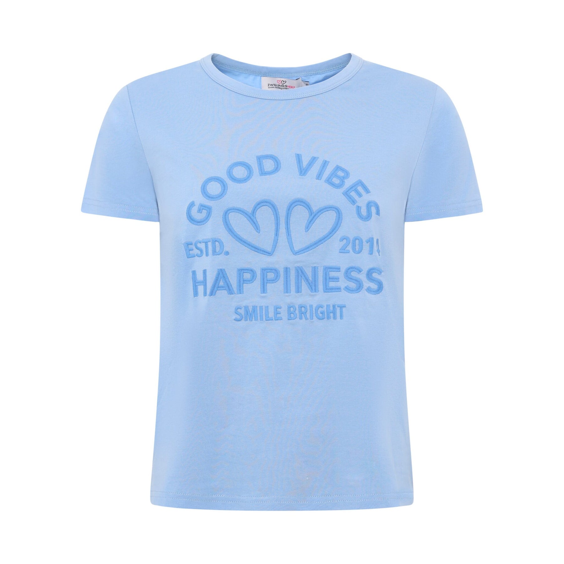 Zwillingsherz - T-Shirt "Happiness Vibes" - Hellblau