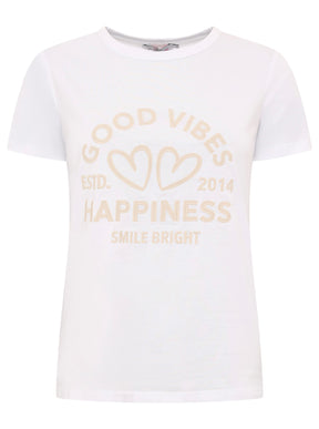 Zwillingsherz - T-Shirt "Happiness Vibes" - Weiß