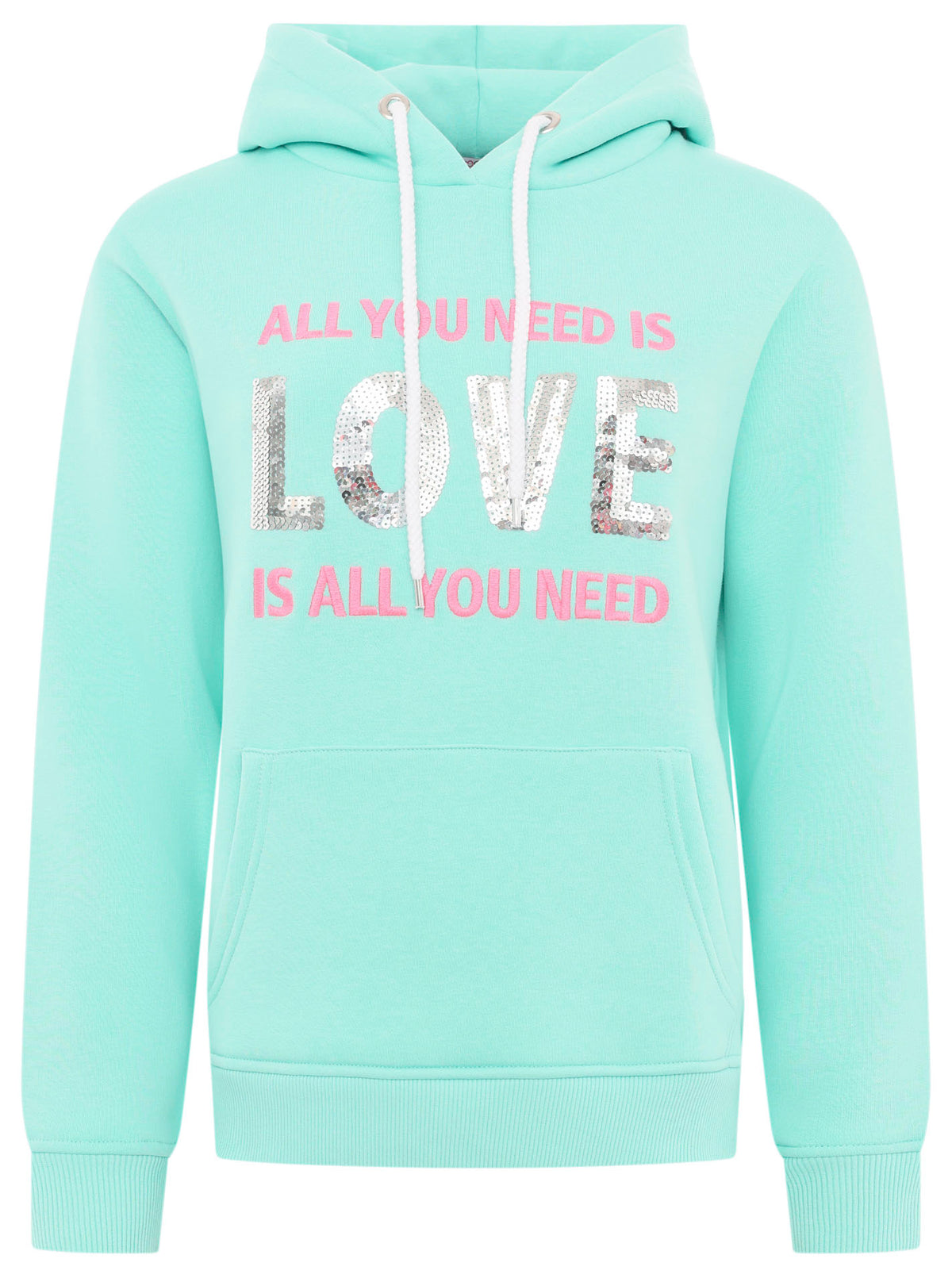 Zwillingsherz - Hoodie/Sweatshirt "All you need is Love" - Mint/Türkis