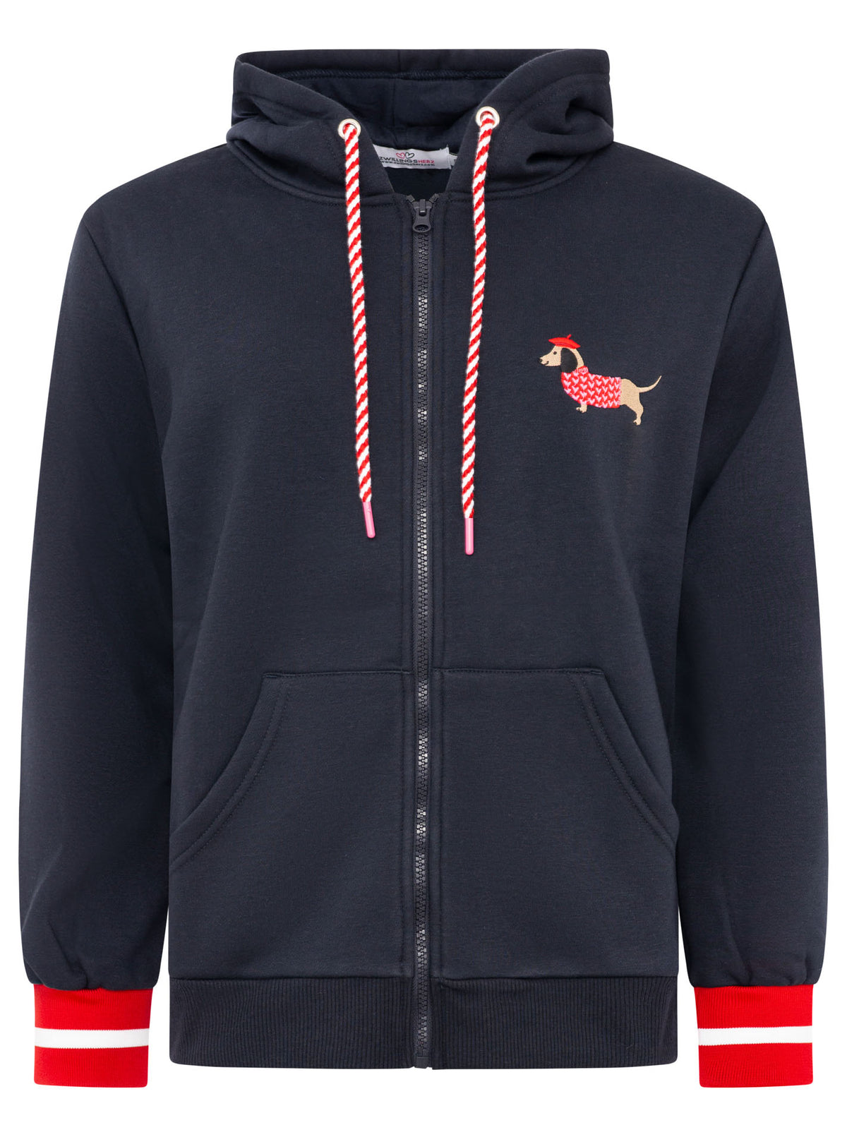 Zwillingsherz - Hoodiejacke "Dackel" - Marine