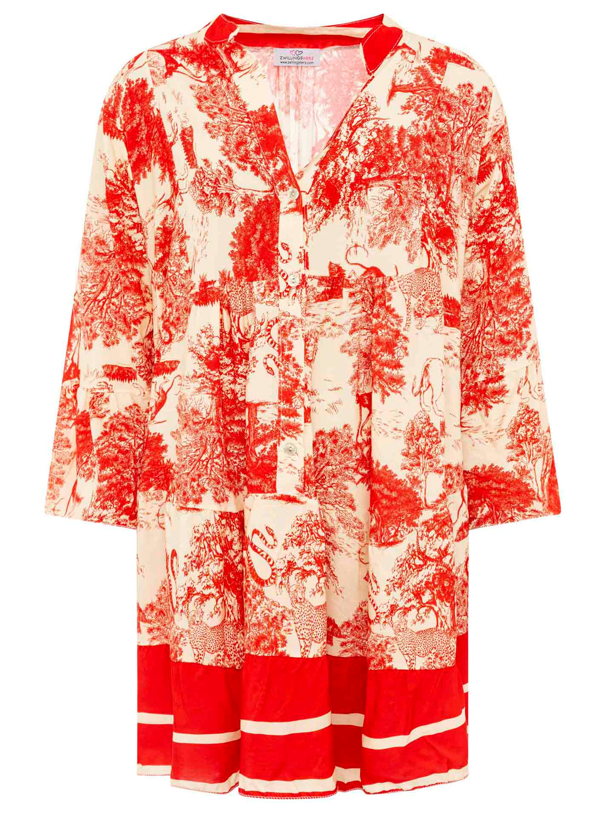 Zwillingsherz - Viskose Kleid "Safari" - Rot (SuperSale - keine Retoure)